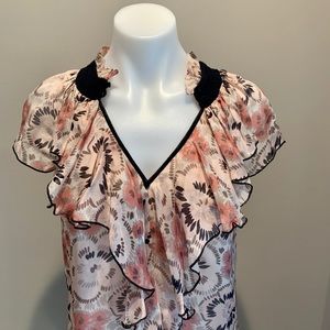 LAST CHANCE!  Milly New York - Smock Style, Floral Cap Sleeve Blouse